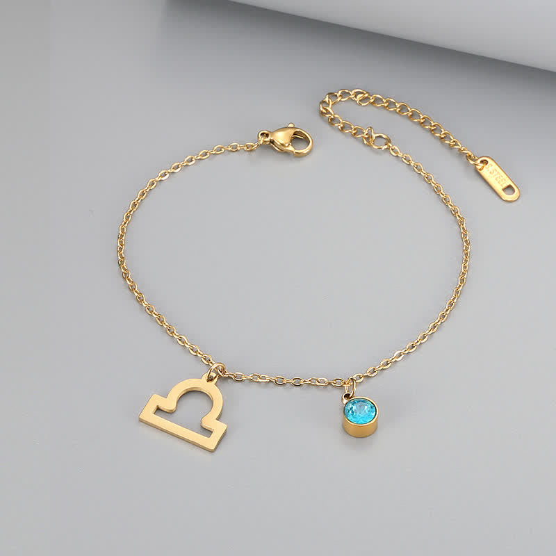 Olivenorma Blue Topaz Zodiac Symbol Pendant Bracelet - Libra - image 10