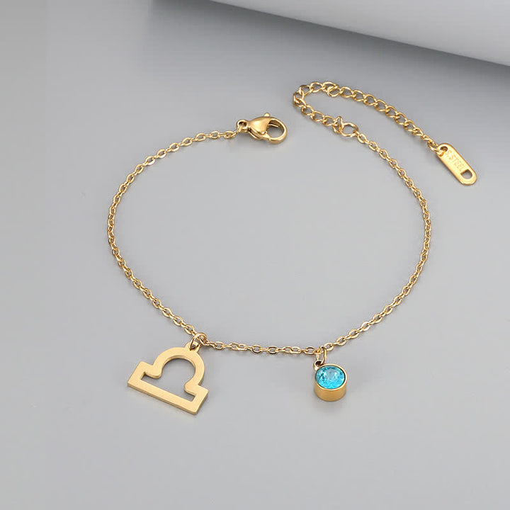 Olivenorma Blue Topaz Zodiac Symbol Pendant Bracelet - Libra - image 10