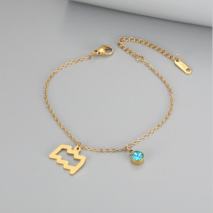 Olivenorma Blue Topaz Zodiac Symbol Pendant Bracelet - Aquarius - image 14