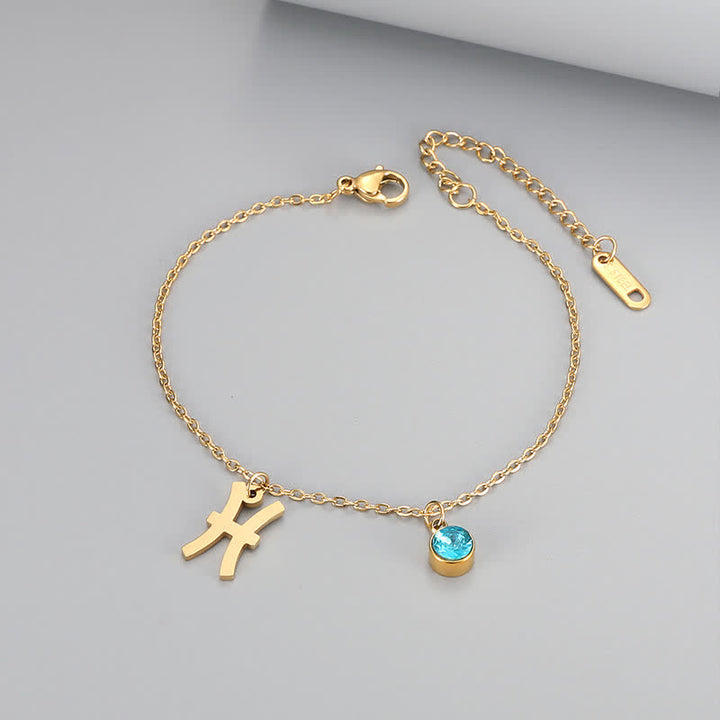 Olivenorma Blue Topaz Zodiac Symbol Pendant Bracelet - Pisces - image 15
