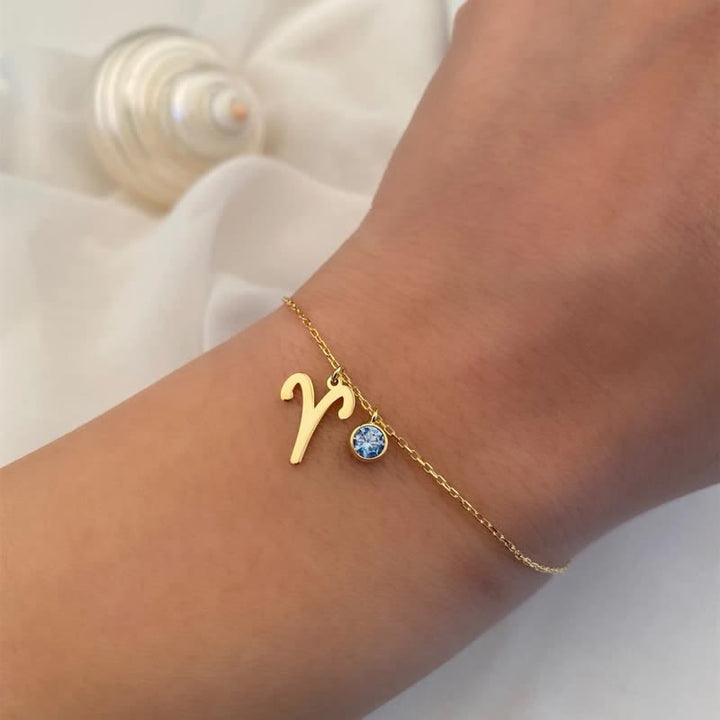 Olivenorma Blue Topaz Zodiac Symbol Pendant Bracelet - image 2