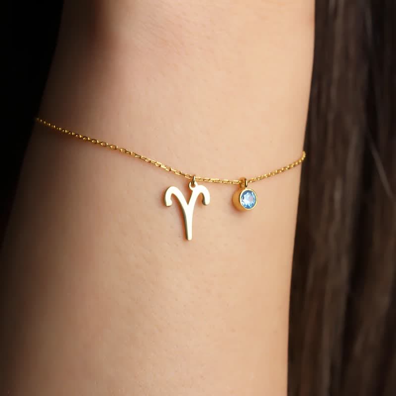 Olivenorma Blue Topaz Zodiac Symbol Pendant Bracelet - image 1