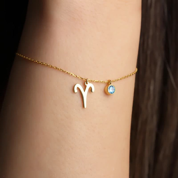 Olivenorma Blue Topaz Zodiac Symbol Pendant Bracelet - image 1