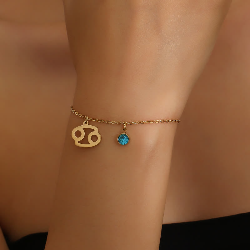 Olivenorma Blue Topaz Zodiac Symbol Pendant Bracelet - image 6
