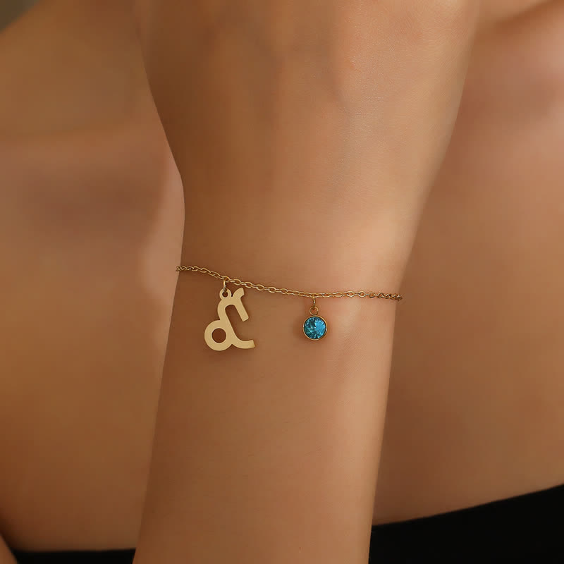 Olivenorma Blue Topaz Zodiac Symbol Pendant Bracelet - image 8