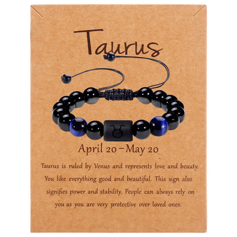 Olivenorma Obsidian Blue Tiger Eye Zodiac Beaded Adjustable Bracelet - Taurus - image 3