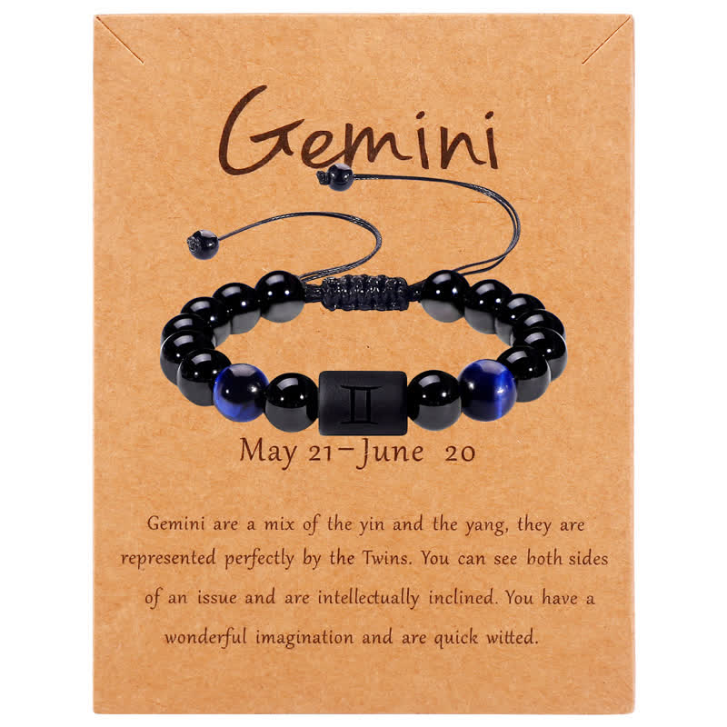 Olivenorma Obsidian Blue Tiger Eye Zodiac Beaded Adjustable Bracelet - Gemini - image 4