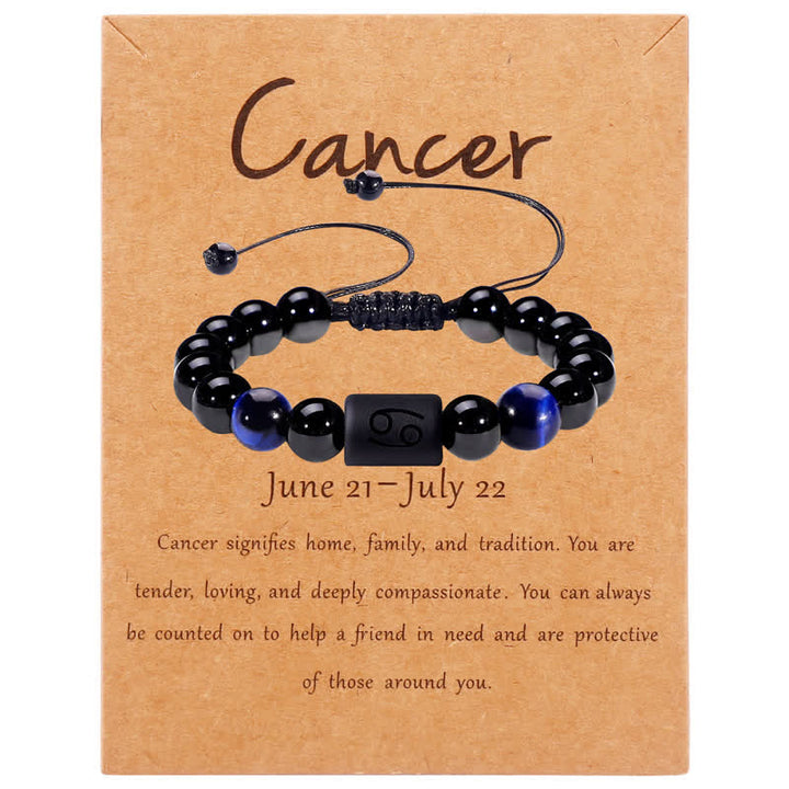Olivenorma Obsidian Blue Tiger Eye Zodiac Beaded Adjustable Bracelet - Cancer - image 5