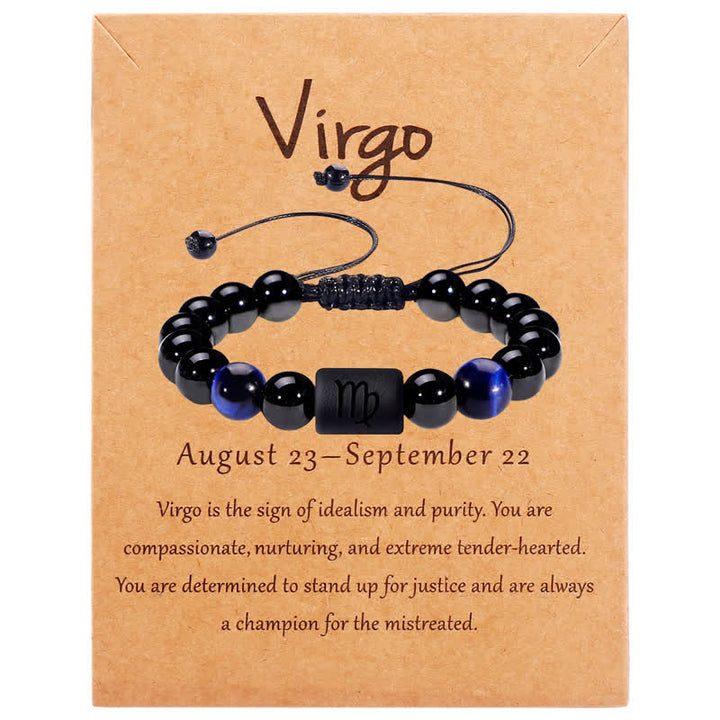 Olivenorma Obsidian Blue Tiger Eye Zodiac Beaded Adjustable Bracelet - Virgo - image 7