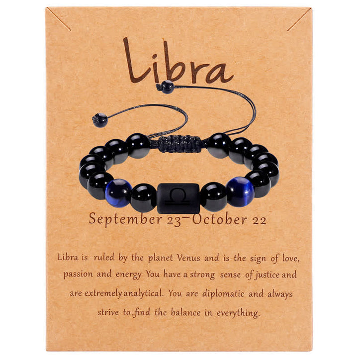 Olivenorma Obsidian Blue Tiger Eye Zodiac Beaded Adjustable Bracelet - Libra - image 8