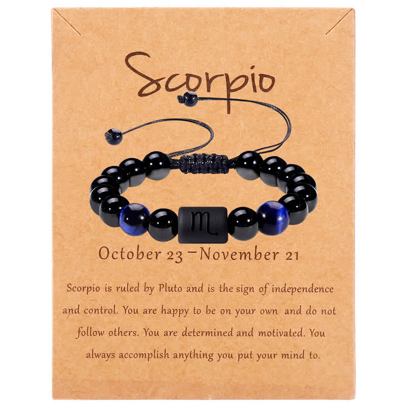 Olivenorma Obsidian Blue Tiger Eye Zodiac Beaded Adjustable Bracelet - Scorpio - image 9