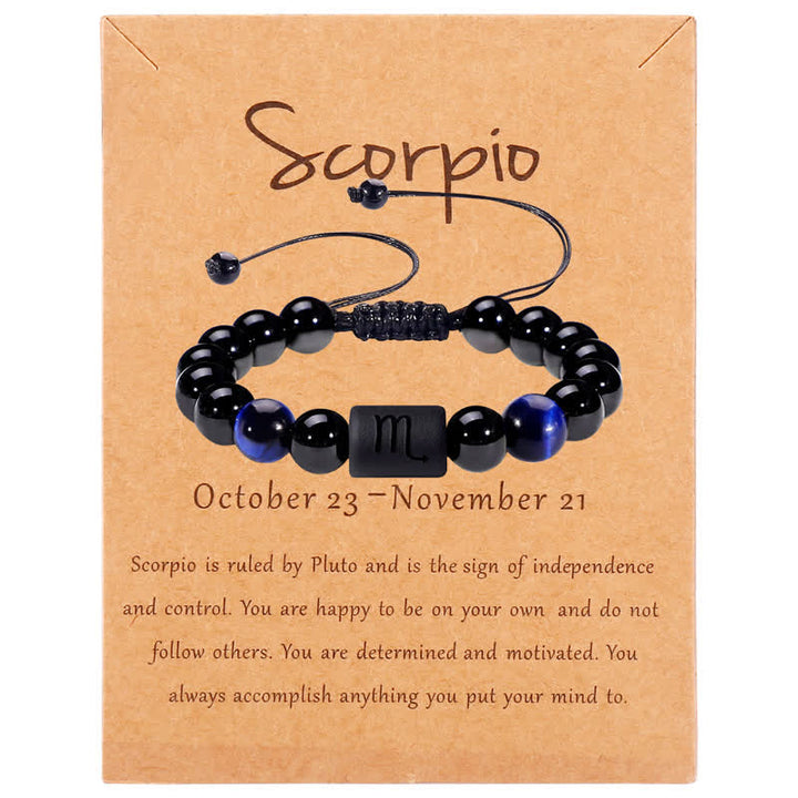 Olivenorma Obsidian Blue Tiger Eye Zodiac Beaded Adjustable Bracelet - Scorpio - image 9