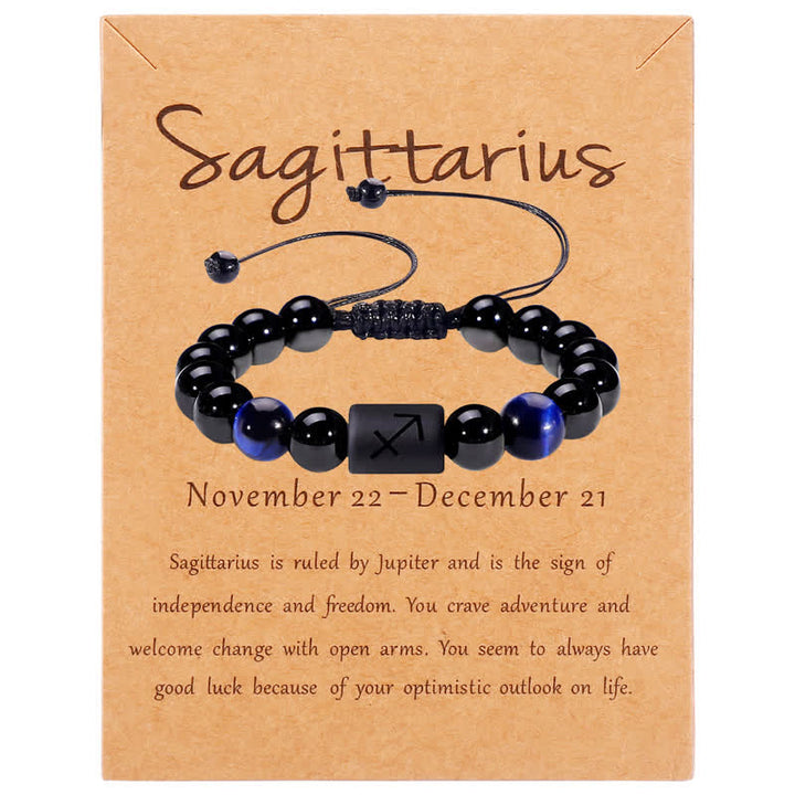 Olivenorma Obsidian Blue Tiger Eye Zodiac Beaded Adjustable Bracelet - Sagittarius - image 10