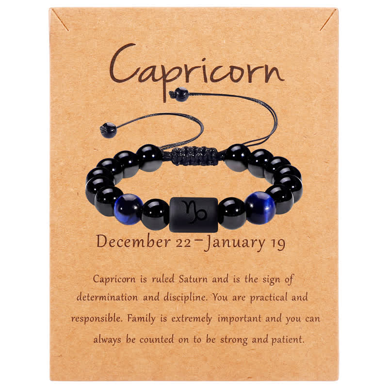 Olivenorma Obsidian Blue Tiger Eye Zodiac Beaded Adjustable Bracelet - Capricorn - image 11
