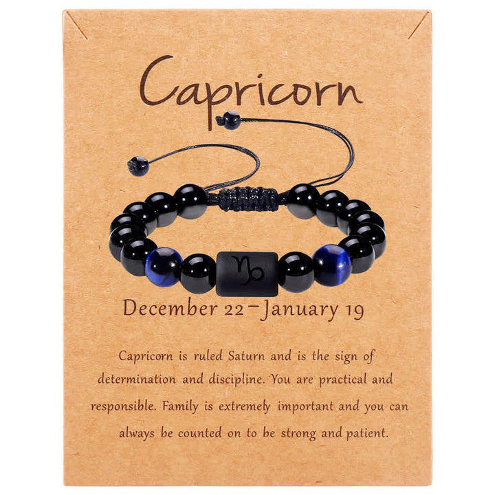 Olivenorma Obsidian Blue Tiger Eye Zodiac Beaded Adjustable Bracelet - Capricorn - image 11