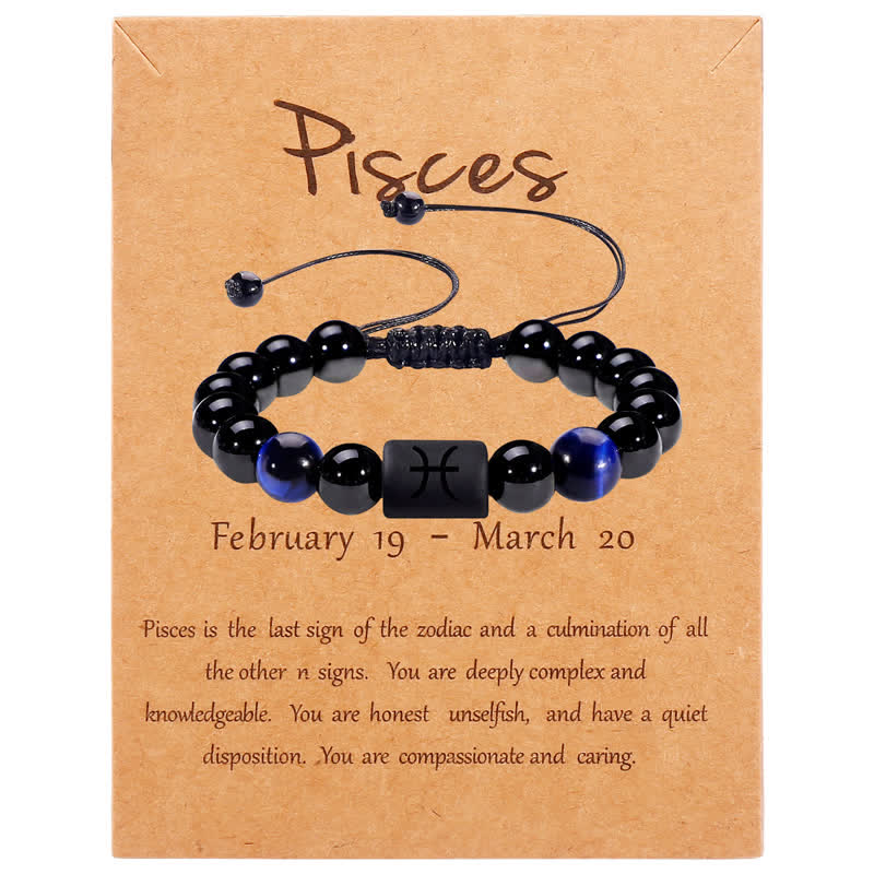 Olivenorma Obsidian Blue Tiger Eye Zodiac Beaded Adjustable Bracelet - Pisces - image 13