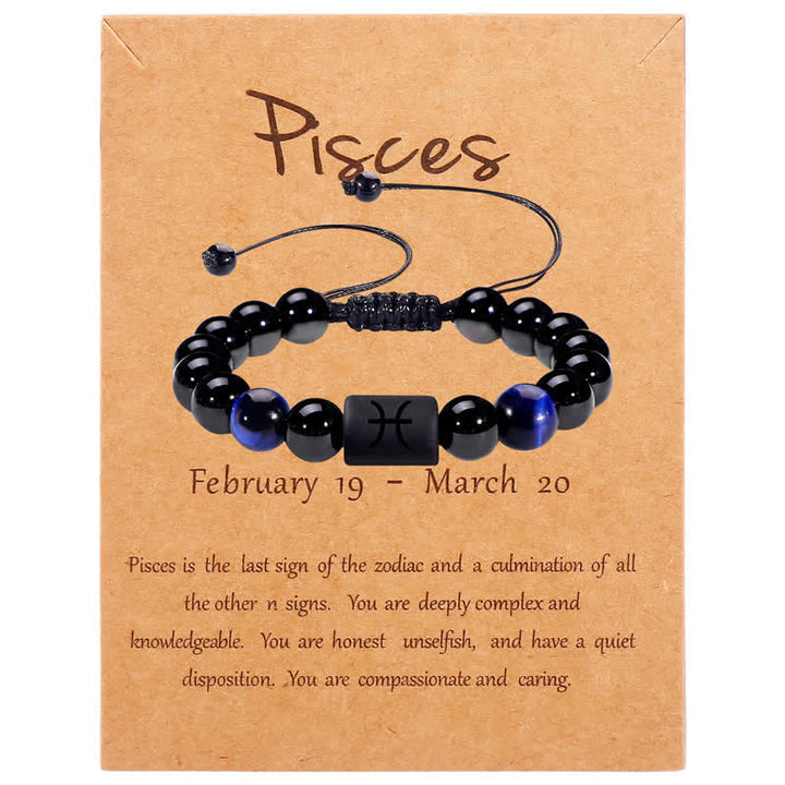 Olivenorma Obsidian Blue Tiger Eye Zodiac Beaded Adjustable Bracelet - Pisces - image 13