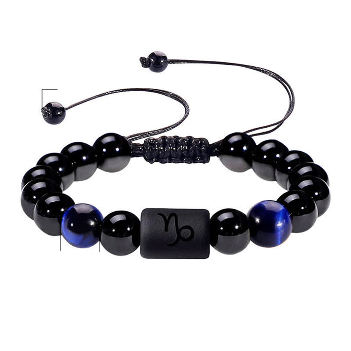 Olivenorma Obsidian Blue Tiger Eye Zodiac Beaded Adjustable Bracelet - image 0