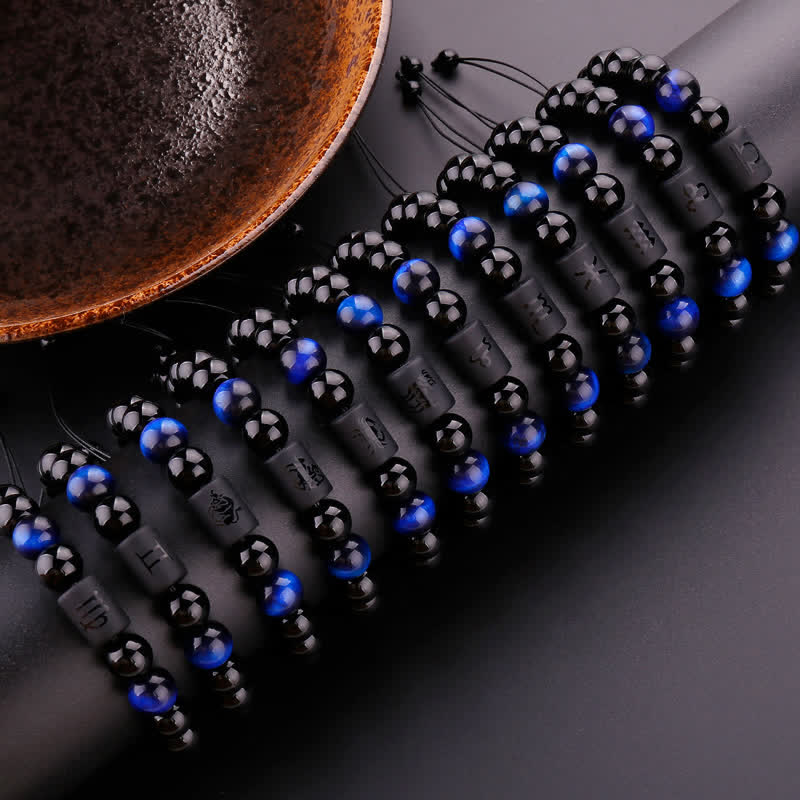 Olivenorma Obsidian Blue Tiger Eye Zodiac Beaded Adjustable Bracelet - image 16