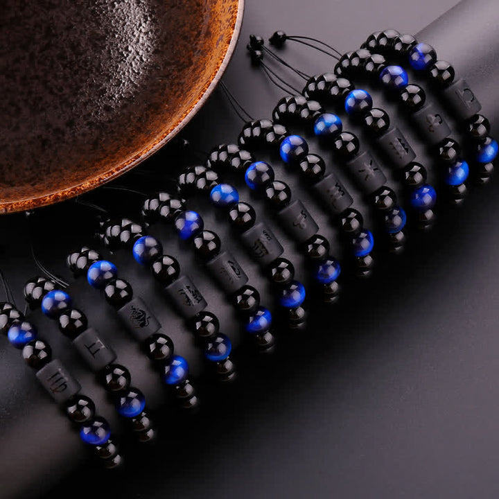 Olivenorma Obsidian Blue Tiger Eye Zodiac Beaded Adjustable Bracelet - image 16