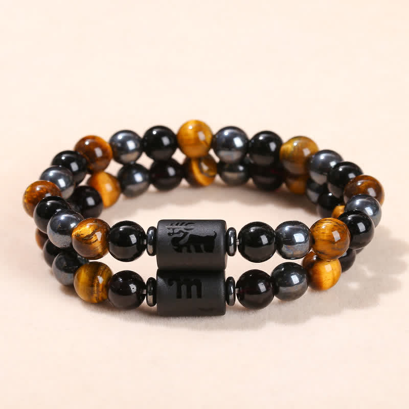 Olivenorma Black Onyx Tiger Eye Hematite Zodiac Beaded Bracelet - image 0