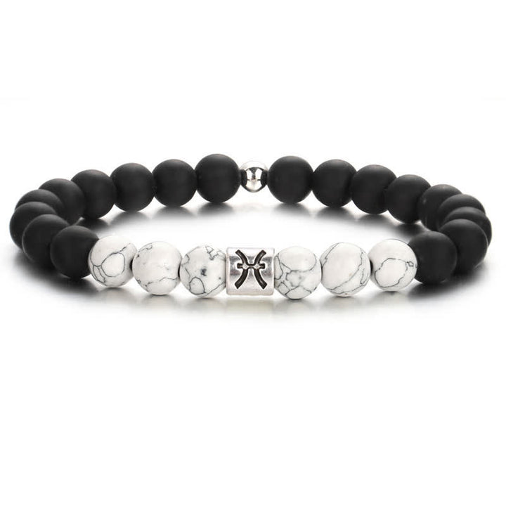 Olivenorma Black Onyx White Turquoise Zodiac Beaded Bracelet - Pisces - image 13