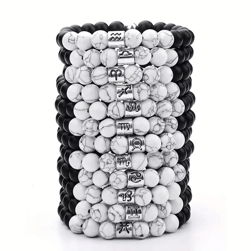 Olivenorma Black Onyx White Turquoise Zodiac Beaded Bracelet - image 18