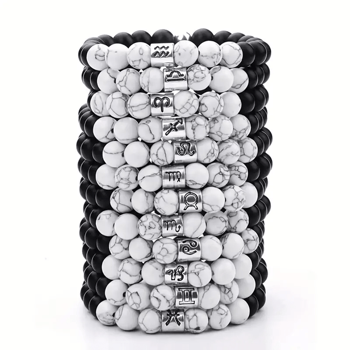 Olivenorma Black Onyx White Turquoise Zodiac Beaded Bracelet - image 18