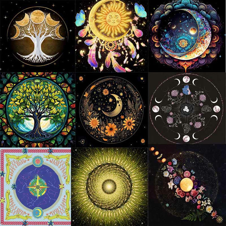 Olivenorma Square Chenille Wicca Moon Phase Tablecloth - image 0