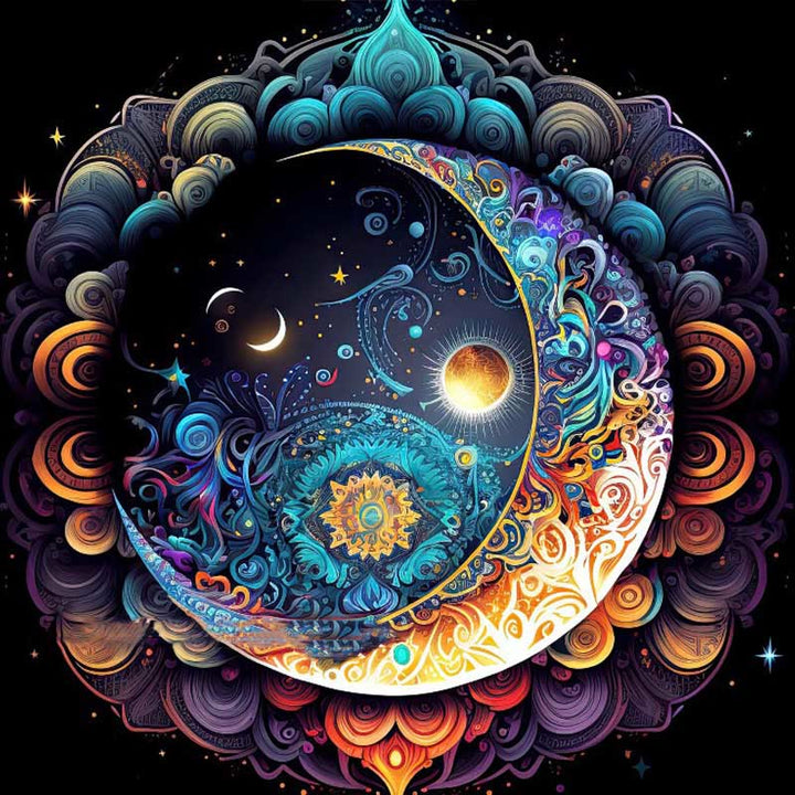 Olivenorma Square Chenille Wicca Moon Phase Tablecloth - Mandala & Moon - 70cm*70cm - image 3