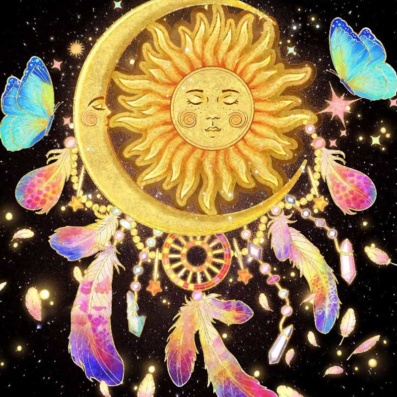 Olivenorma Square Chenille Wicca Moon Phase Tablecloth - Dream Catcher - 70cm*70cm - image 2
