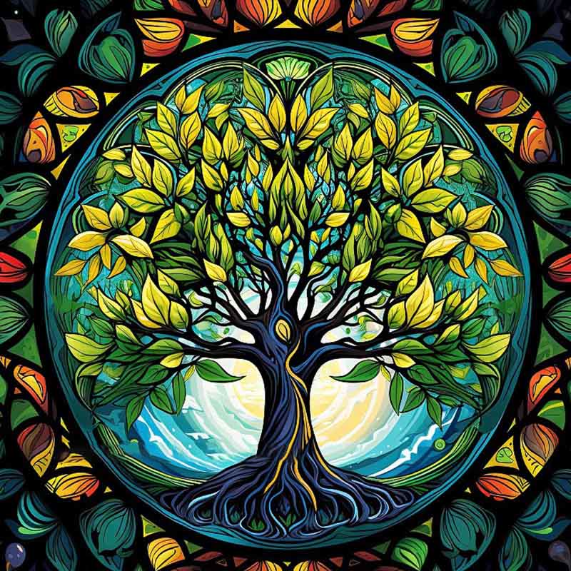 Olivenorma Square Chenille Wicca Moon Phase Tablecloth - Tree of Life - 70cm*70cm - image 4