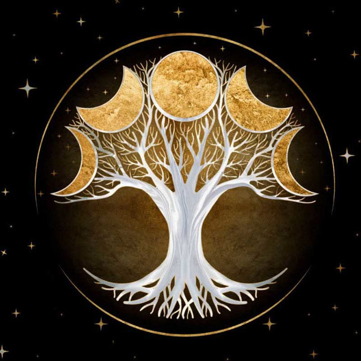 Olivenorma Square Chenille Wicca Moon Phase Tablecloth - Moon Phase Tree - 70cm*70cm - image 1