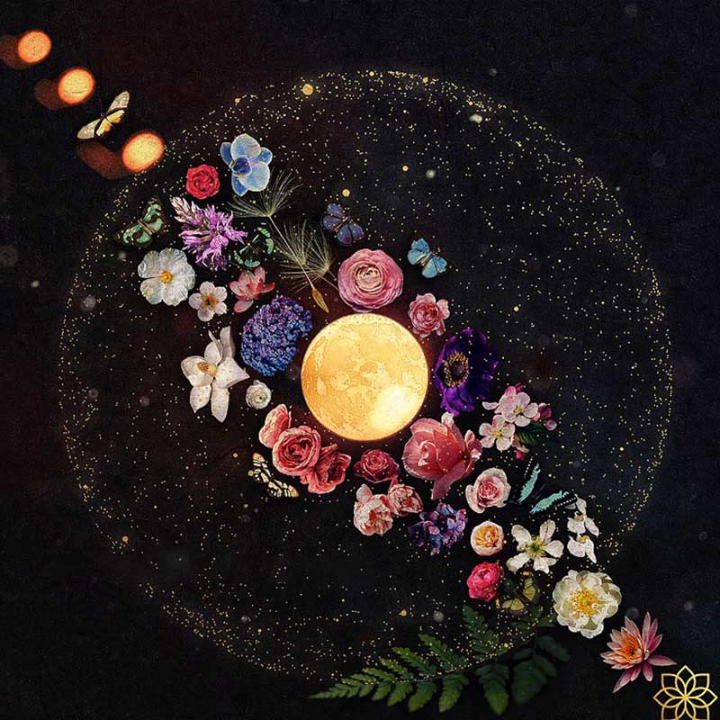 Olivenorma Square Chenille Wicca Moon Phase Tablecloth - Starry Night & Flowers - 70cm*70cm - image 9