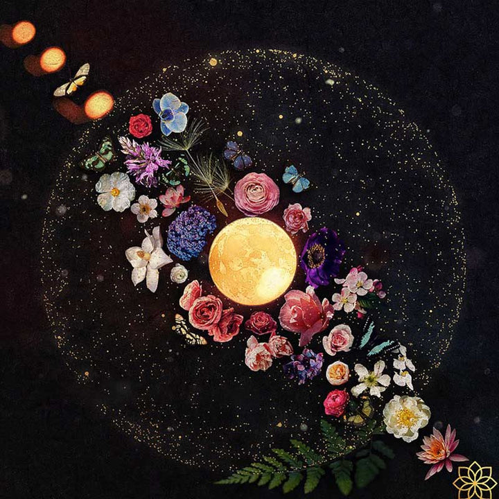 Olivenorma Square Chenille Wicca Moon Phase Tablecloth - Starry Night & Flowers - 70cm*70cm - image 9