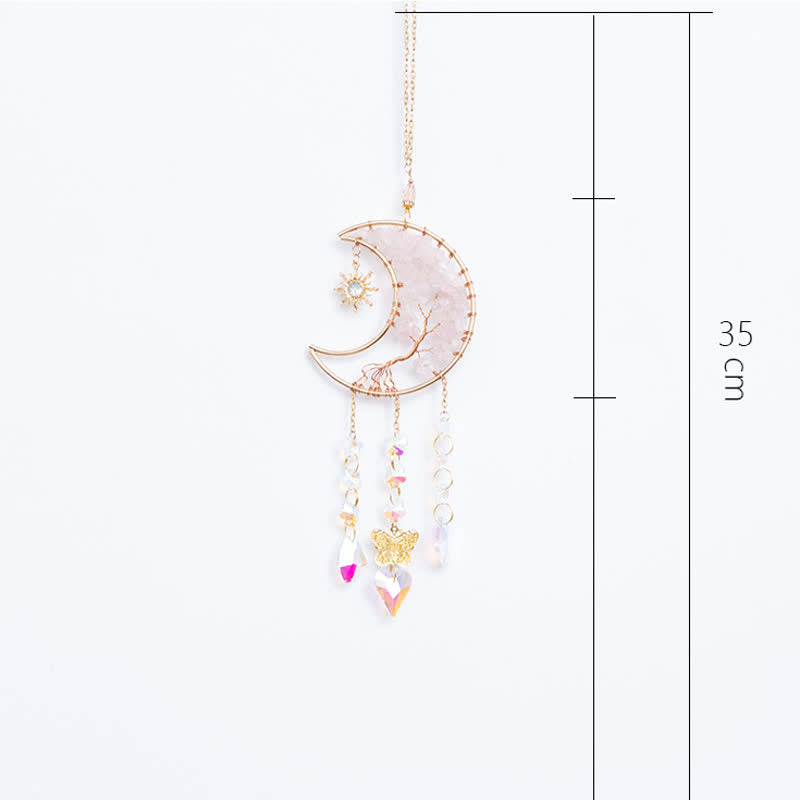 Olivenorma Rose Quartz Star Moon Butterfly Suncatcher Wind Chime - image 13