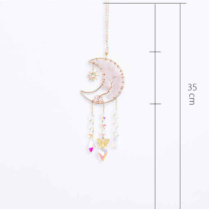 Olivenorma Rose Quartz Star Moon Butterfly Suncatcher Wind Chime - image 13
