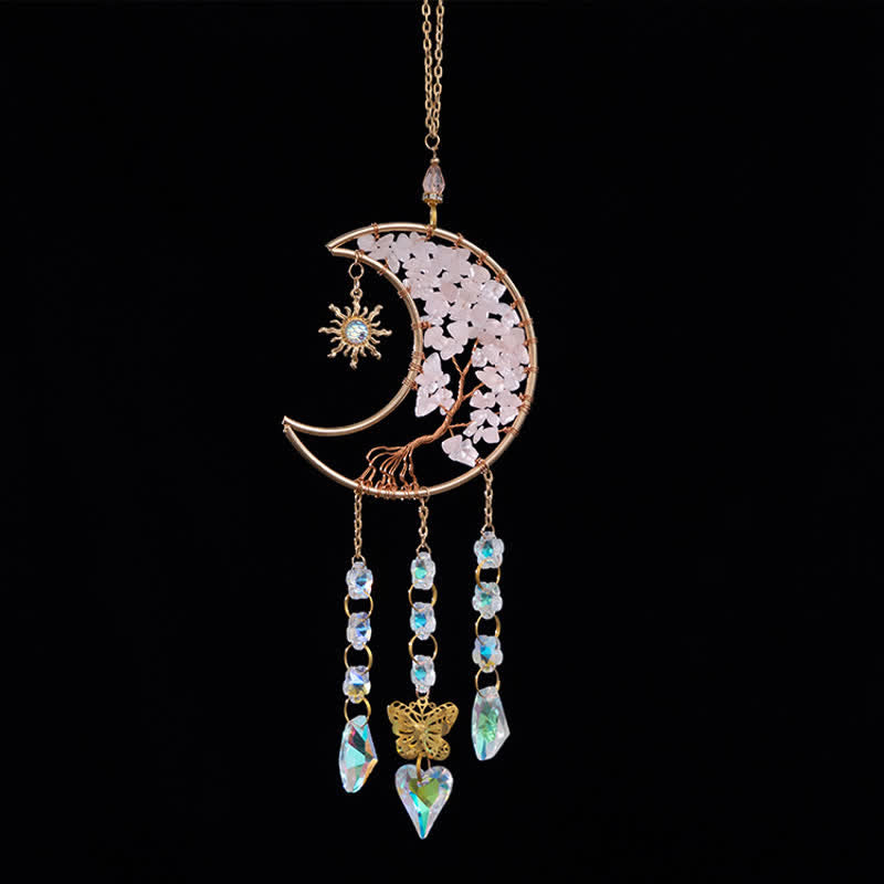 Olivenorma Rose Quartz Star Moon Butterfly Suncatcher Wind Chime - image 12