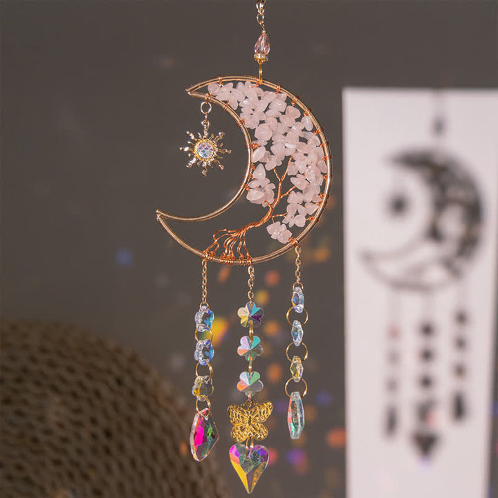 Olivenorma Rose Quartz Star Moon Butterfly Suncatcher Wind Chime - image 2