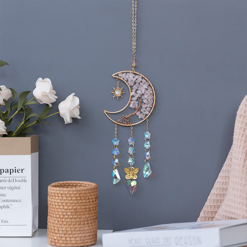 Olivenorma Rose Quartz Star Moon Butterfly Suncatcher Wind Chime - image 10
