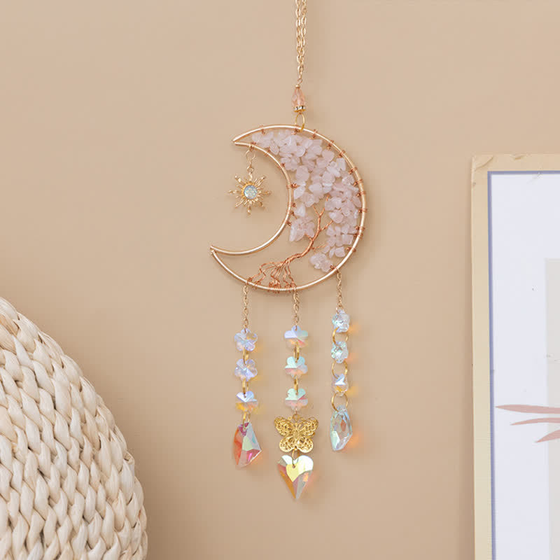 Olivenorma Rose Quartz Star Moon Butterfly Suncatcher Wind Chime - image 9