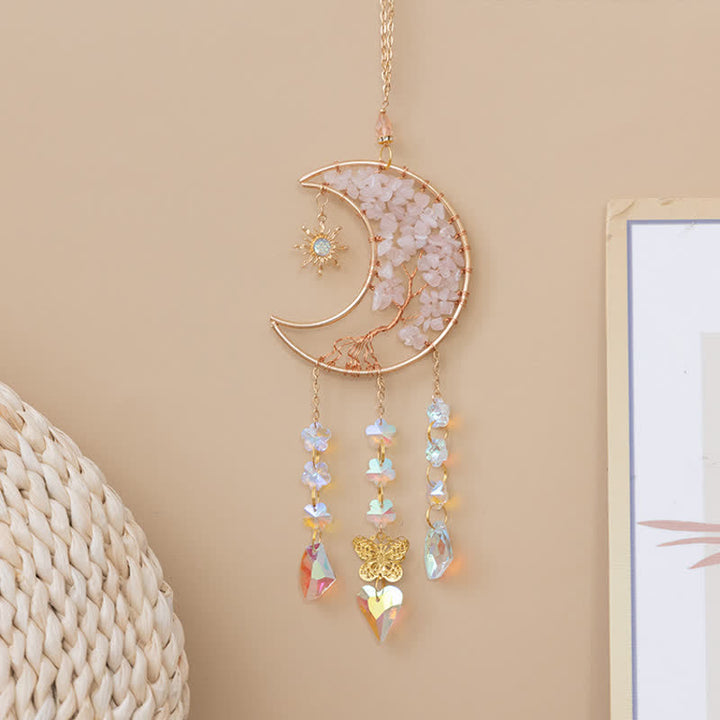 Olivenorma Rose Quartz Star Moon Butterfly Suncatcher Wind Chime - image 9