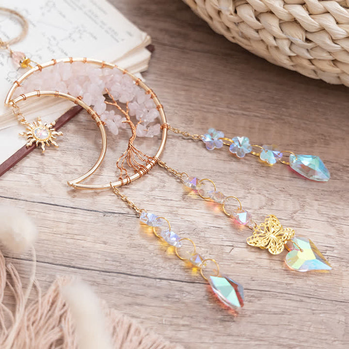 Olivenorma Rose Quartz Star Moon Butterfly Suncatcher Wind Chime - image 5