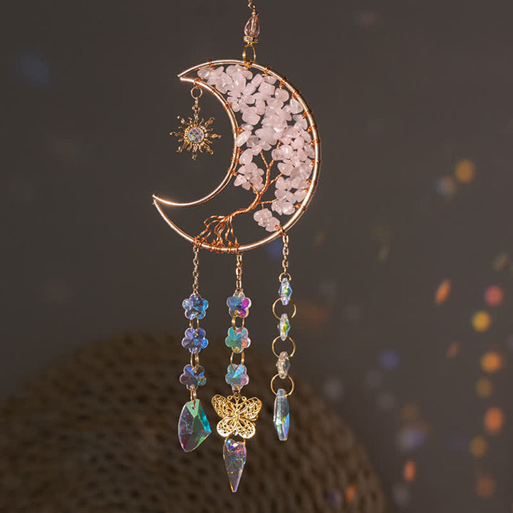Olivenorma Rose Quartz Star Moon Butterfly Suncatcher Wind Chime - image 3