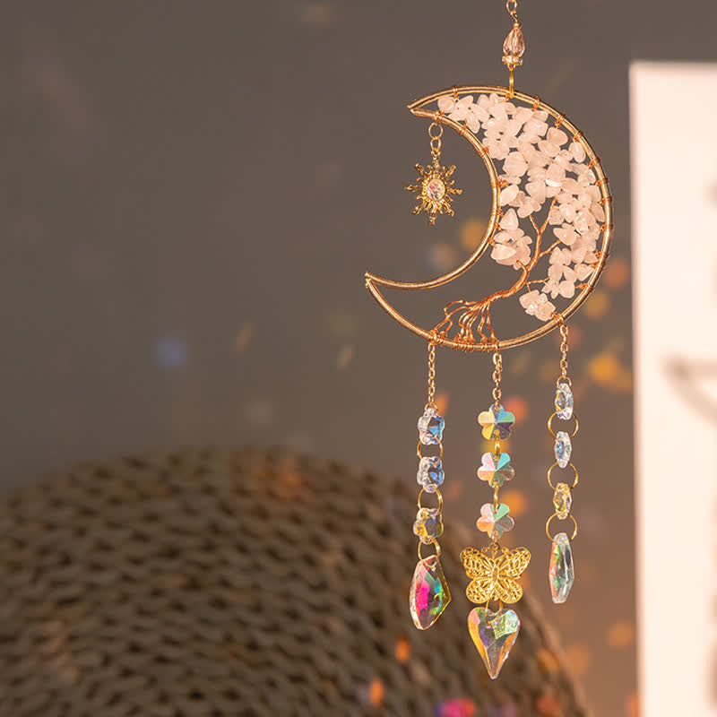 Olivenorma Rose Quartz Star Moon Butterfly Suncatcher Wind Chime - image 1