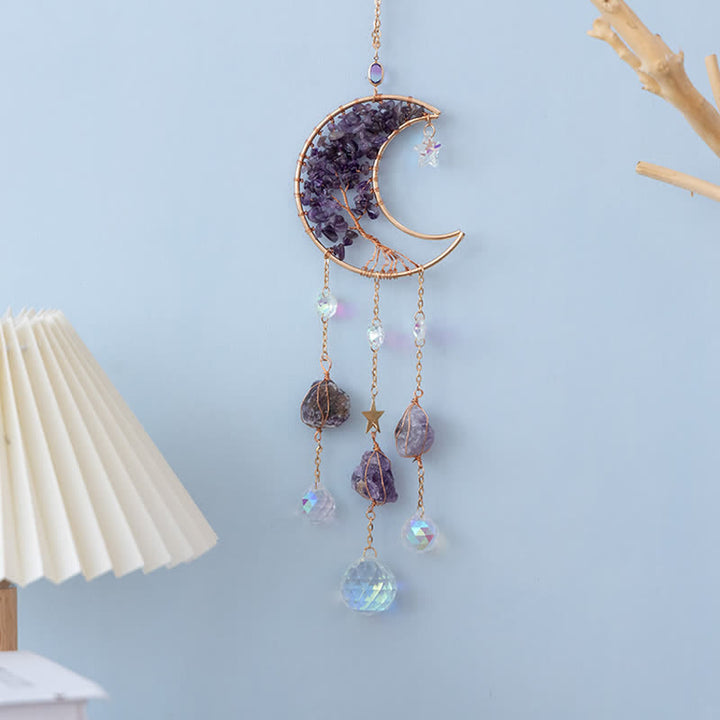 Olivenorma Natural Gemstone Moon Pendant For Meditation Spiritual Growth And Emotional Balance Crystal Wind Chime - image 6