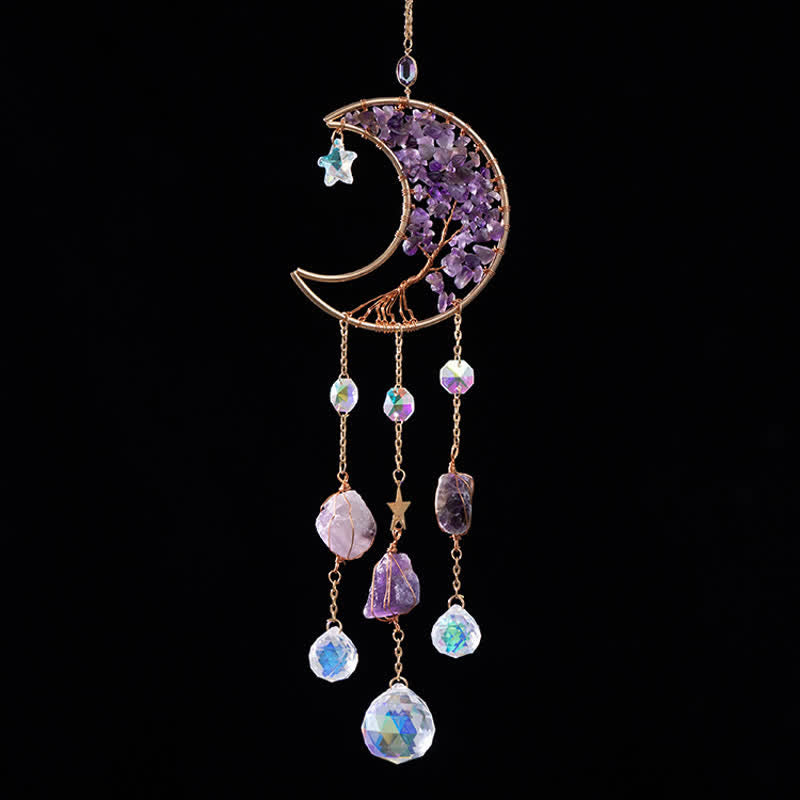Olivenorma Natural Gemstone Moon Pendant For Meditation Spiritual Growth And Emotional Balance Crystal Wind Chime - image 12