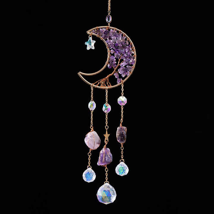 Olivenorma Natural Gemstone Moon Pendant For Meditation Spiritual Growth And Emotional Balance Crystal Wind Chime - image 12