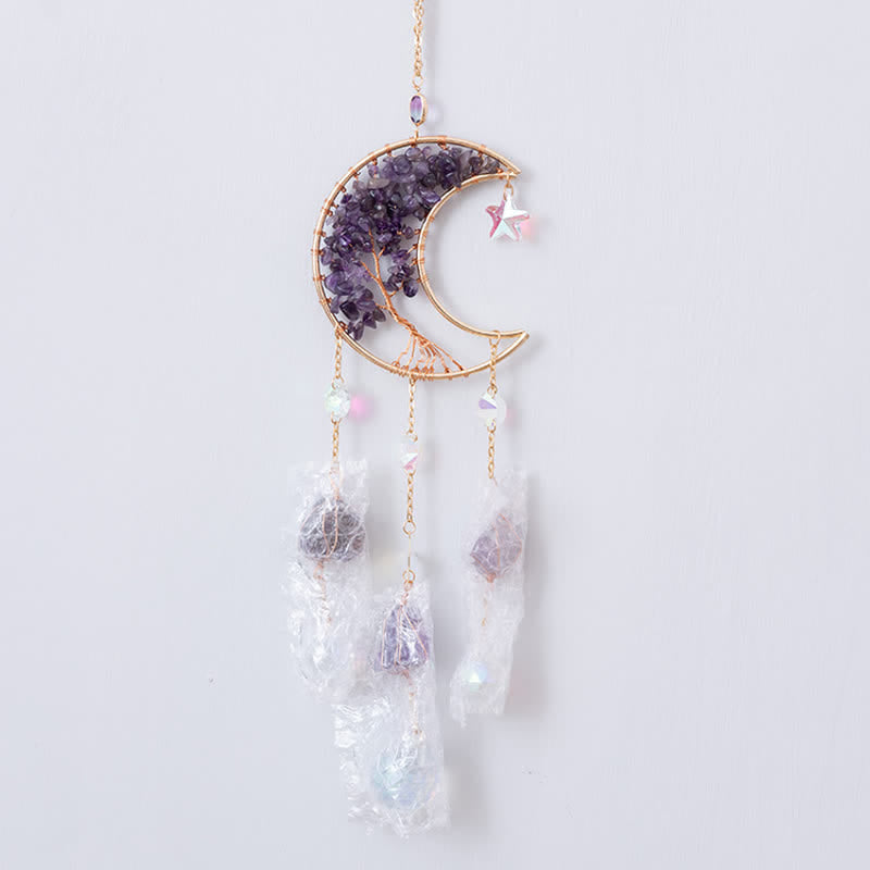 Olivenorma Natural Gemstone Moon Pendant For Meditation Spiritual Growth And Emotional Balance Crystal Wind Chime - image 9