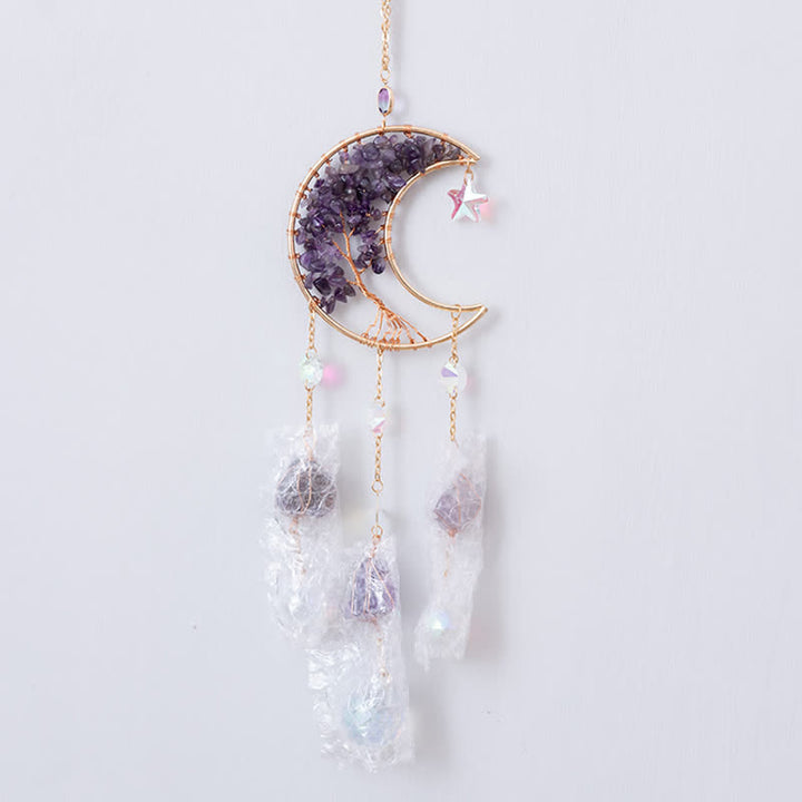 Olivenorma Natural Gemstone Moon Pendant For Meditation Spiritual Growth And Emotional Balance Crystal Wind Chime - image 9